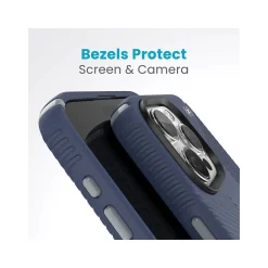 Speck Presidio 2 Grip MagSafe ClickLock Phone Case for iPhone 15 Pro Max, Coastal Blue/Dust Gray (150463-3206)