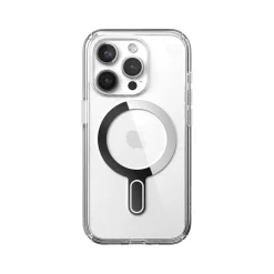 Speck Presidio Perfect-Clear MagSafe Case for iPhone 15 Pro, Clear/Chrome (150449-3199)