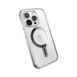 Speck Presidio Perfect-Clear MagSafe Case for iPhone 15 Pro, Clear/Chrome (150449-3199)