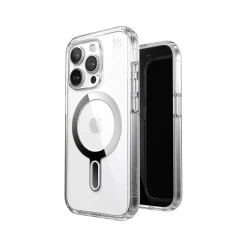 Speck Presidio Perfect-Clear MagSafe Case for iPhone 15 Pro, Clear/Chrome (150449-3199)