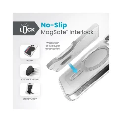 Speck Presidio Perfect-Clear MagSafe Case for iPhone 15 Pro, Clear/Chrome (150449-3199)