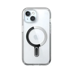 Speck Presidio Perfect-Clear MagSafe ClickLock Phone Case for iPhone 15, Clear/Chrome (150441-3199)