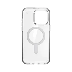 Speck Presidio Perfect-Clear MagSafe ClickLock Phone Case for iPhone 15 Pro Max, Clear/Chrome (150465-3199)