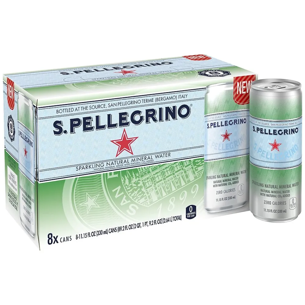 S.Pellegrino Sparkling Natural Mineral Water, 11.15 Fl oz. Cans (8 Count), 8/Pack (12394227)