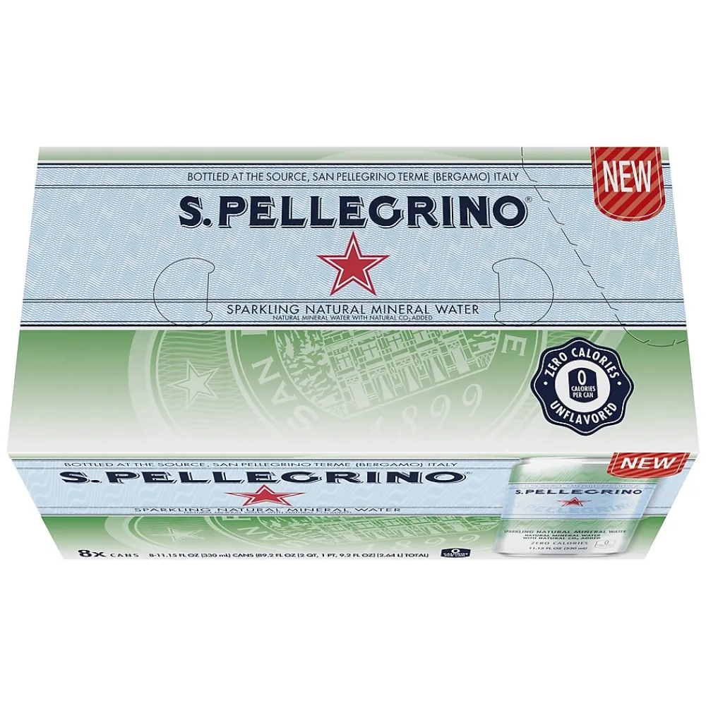 S.Pellegrino Sparkling Natural Mineral Water, 11.15 Fl oz. Cans (8 Count), 8/Pack (12394227)