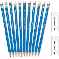 Pencils|Staedtler Pre-Sharpened Wooden Pencil with Block Erasers, #2 Medium Lead, 500/Pack (13246C500)