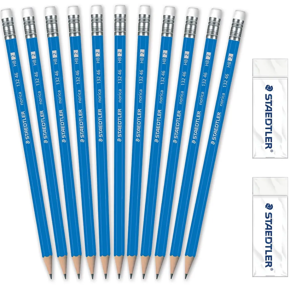 Pencils|Staedtler Pre-Sharpened Wooden Pencil with Block Erasers, #2 Medium Lead, 500/Pack (13246C500)