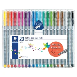 Pens|Staedtler triplus Felt Pens, Super Fine Point, Assorted Ink, 20/Pack (334 SB20)
