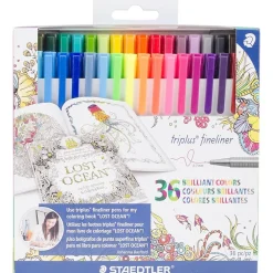 Markers|Staedtler Triplus Fineliner Marker, Assorted Colors, 36 Pack (33436JBLU)