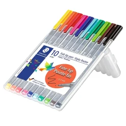 Pens|Staedtler triplus Fineliner 334 Felt Pens, Super Fine Point, Assorted Ink, 10 Pack (334 SB10US)