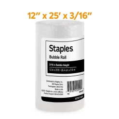 Online Staples 3/16" Bubble Roll, 12" x 25', Clear (4069426)