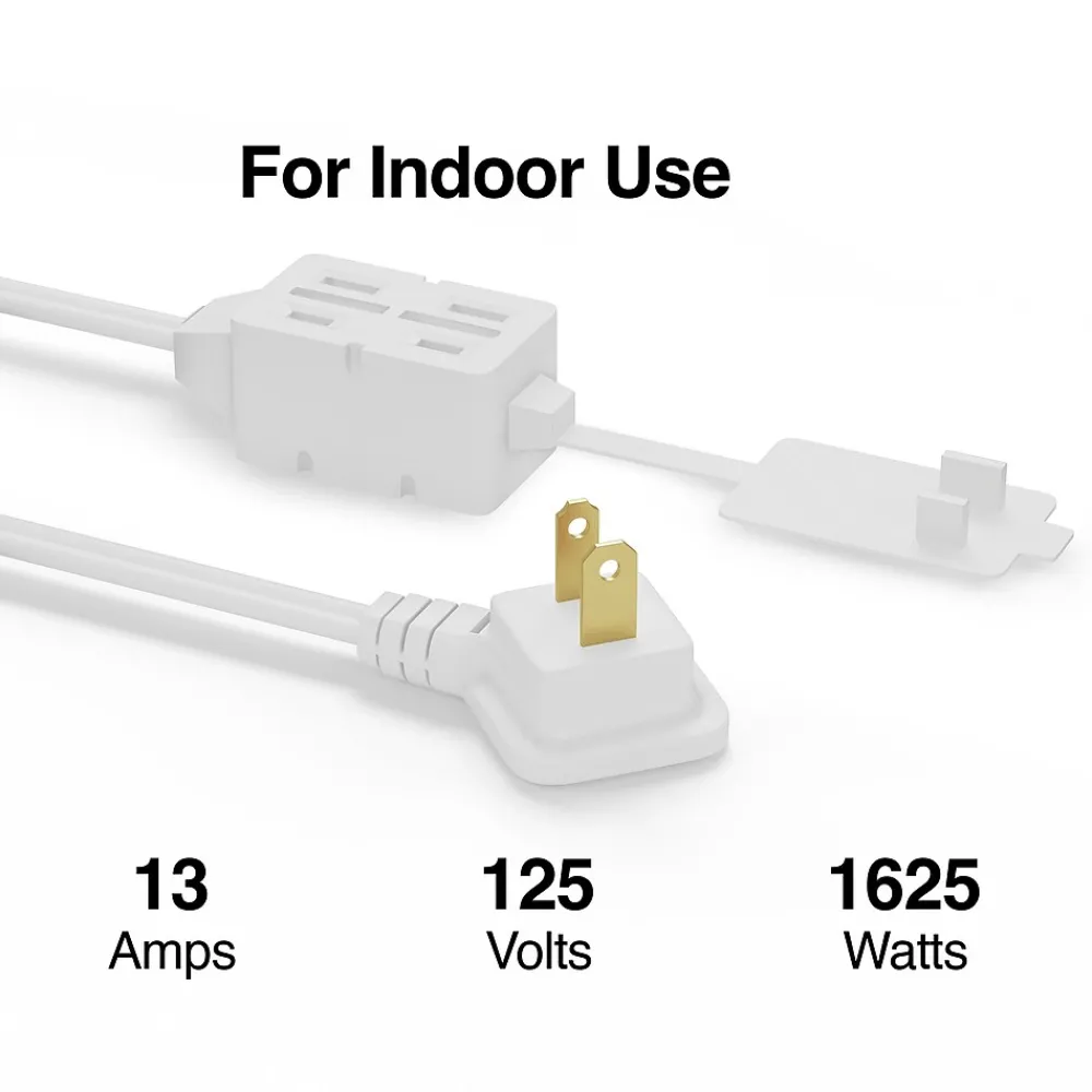 Staples 6' Extension Cord, 3-Outlet, White (22134)