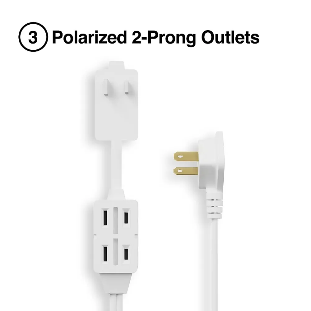 Staples 6' Extension Cord, 3-Outlet, White (22134)