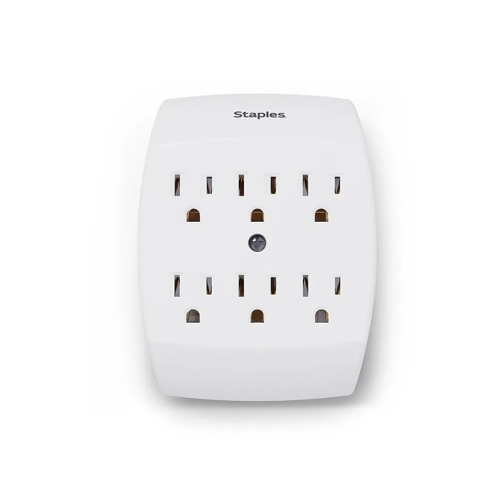 Staples 6 Outlet Adapter, White (22145)