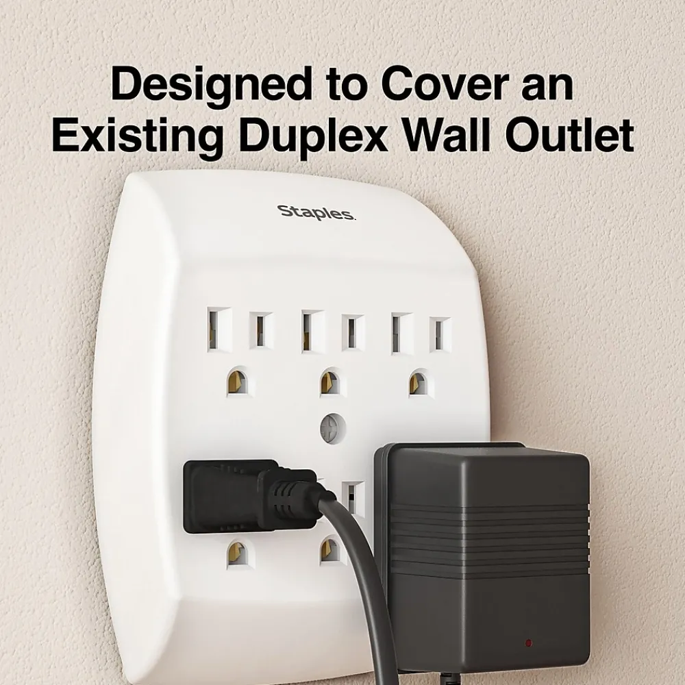 Staples 6 Outlet Adapter, White (22145)
