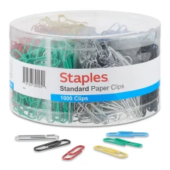 Clips & Fasteners|Staples #1 Paper Clips, Assorted Colors, 1000 Clips/Pack (ST40636/10590)