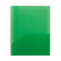 Pocket Folders|Staples 2 Pocket Plastic Presentation Folder, Letter Size, Green (ST26383-CC)