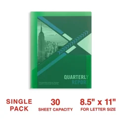 Pocket Folders|Staples 2 Pocket Plastic Presentation Folder, Letter Size, Green (ST26383-CC)