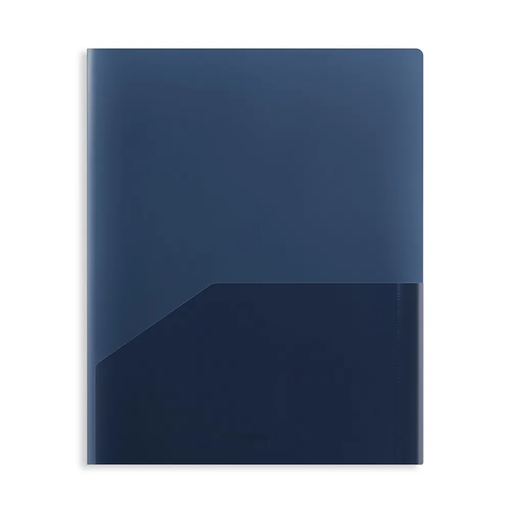 Pocket Folders|Staples 2 Pocket Plastic Presentation Folder, Letter Size, Navy (ST26384-CC)