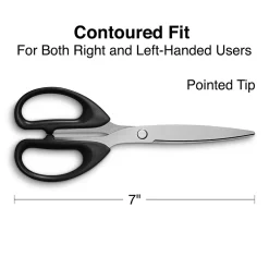 Scissors|Staples 7" Pointed Tip Stainless Steel Scissors, Straight Handle, Right & Left Handed (TR55047)