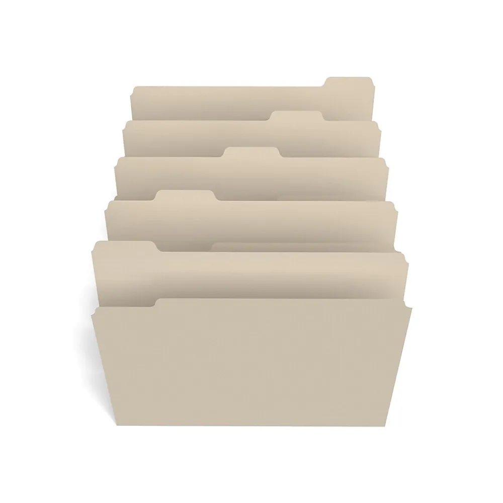 File Folders|Staples 30% Recycled File Folder, 1/5 Cut Tab, Letter Size, Manila, 100/Box (ST22937-CC)