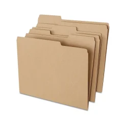 File Folders|Staples 100% Recycled File Folder, 1/3-Cut Tab, Letter Size, Kraft, 100/Box (ST756044-CC)