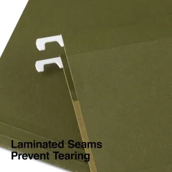 Hanging File Folders|Staples 100% Recycled Hanging File Folder, 1/5-Cut Tab, Legal Size, Standard Green, 25/Box (ST16402/TR16402)