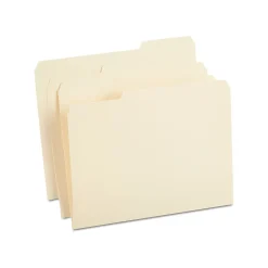 File Folders|Staples 100% Recycled Heavyweight Reinforced File Folders, 1/3-Cut Tab, Letter Size, Manila, 50/Box (ST452830/452830)