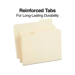 File Folders|Staples 100% Recycled Heavyweight Reinforced File Folders, 1/3-Cut Tab, Letter Size, Manila, 50/Box (ST452830/452830)