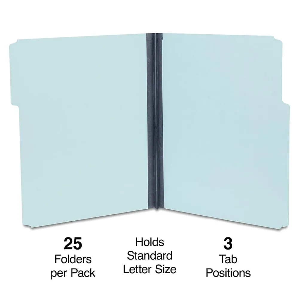 File Folders|Staples 60% Recycled Heavyweight File Folders, 1/3-Cut Tab, Letter Size, Blue, 25/Box (ST606798)