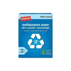 Multipurpose Paper*Staples 50% Recycled Heavyweight 8.5" x 11" Multipurpose Paper, 28 lbs., 96 Brightness, 500/Ream (86058)