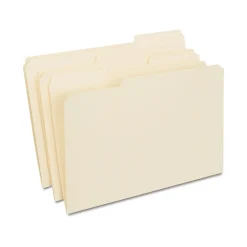 File Folders|Staples 30% Recycled Reinforced File Folder, 1/3-Cut Tab, Legal Size, Manila, 100/Box (ST606814/606814)