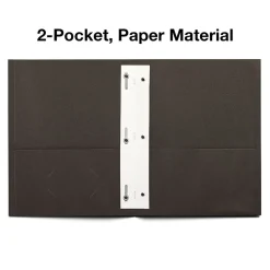 Pocket Folders|Staples 10% Recycled Smooth 2-Pocket Paper Presentation Folder with Fasteners, , 10/Pack (13386-US) Black