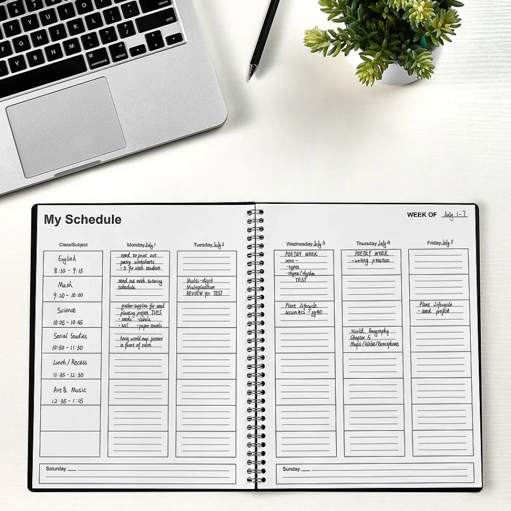 Academic Planners|Staples 8.5" x 11" Academic Weekly Teacher Planner, Black (TR59498-21)