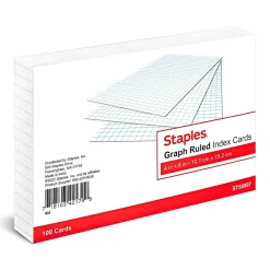 Index Cards*Staples â„¢ 4" x 6" Index Card, Graph Ruled, White, 100/Pack (TR50997)