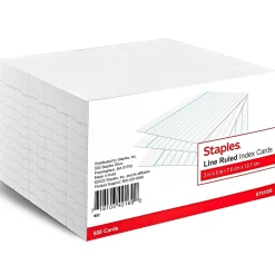 Index Cards*Staples 3" x 5" Index Cards, Lined, White, 500/Pack (TR51009)