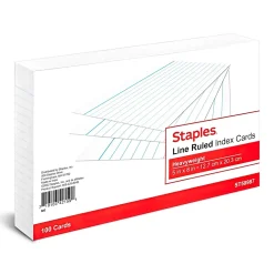 Index Cards*Staples â„¢ 5" x 8" Index Cards, Lined, White, 100/Pack (TR50987)