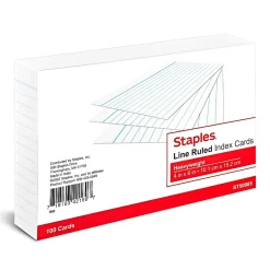 Index Cards*Staples â„¢ 4" x 6" Index Cards, Lined, White, 100/Pack (TR50985)
