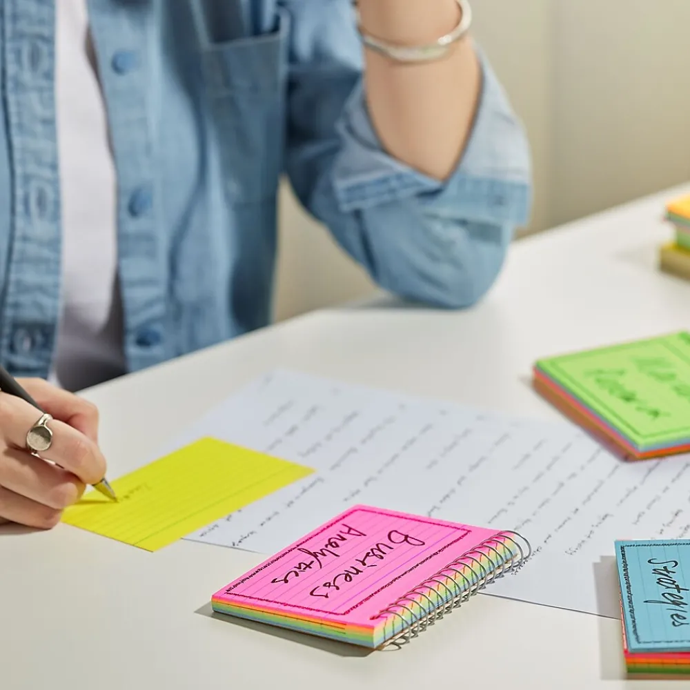 Index Cards*Staples ™ 3" x 5" Index Cards, Lined, Neon, 50 Cards/Pack, 2 Packs/Carton (TR50994)