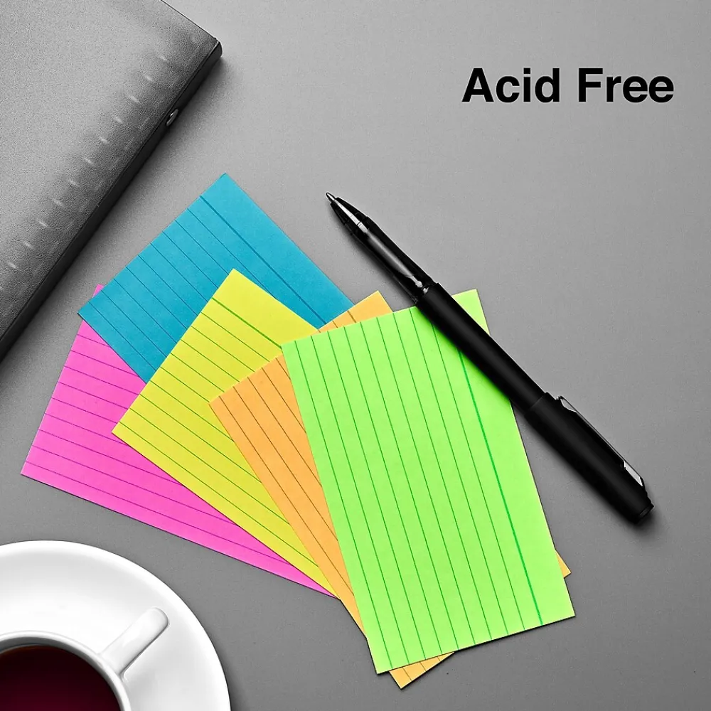 Index Cards*Staples 3" x 5" Index Cards, Lined, Assorted Colors, 300/Pack (19594)