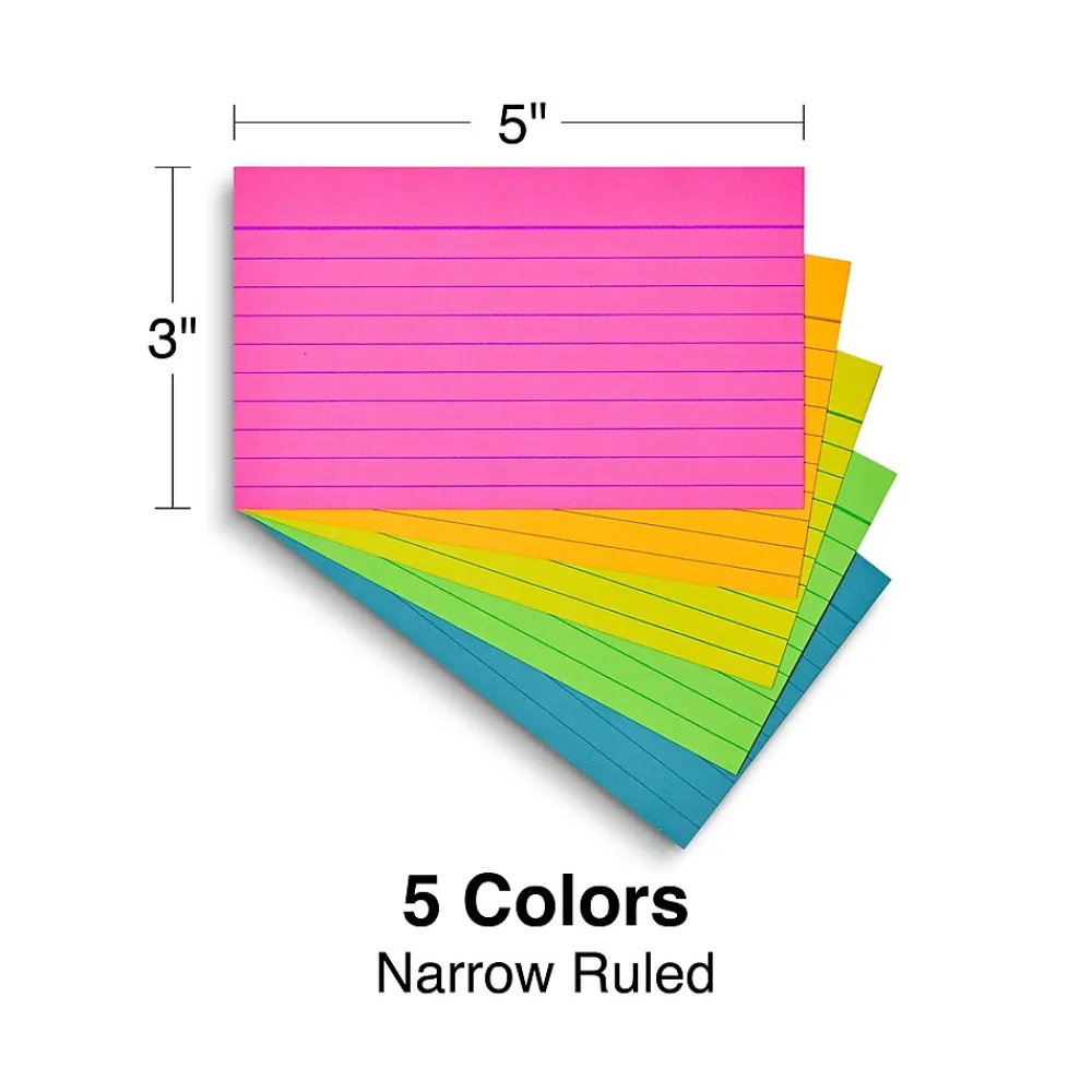 Index Cards*Staples 3" x 5" Index Cards, Lined, Assorted Colors, 300/Pack (TR50998)
