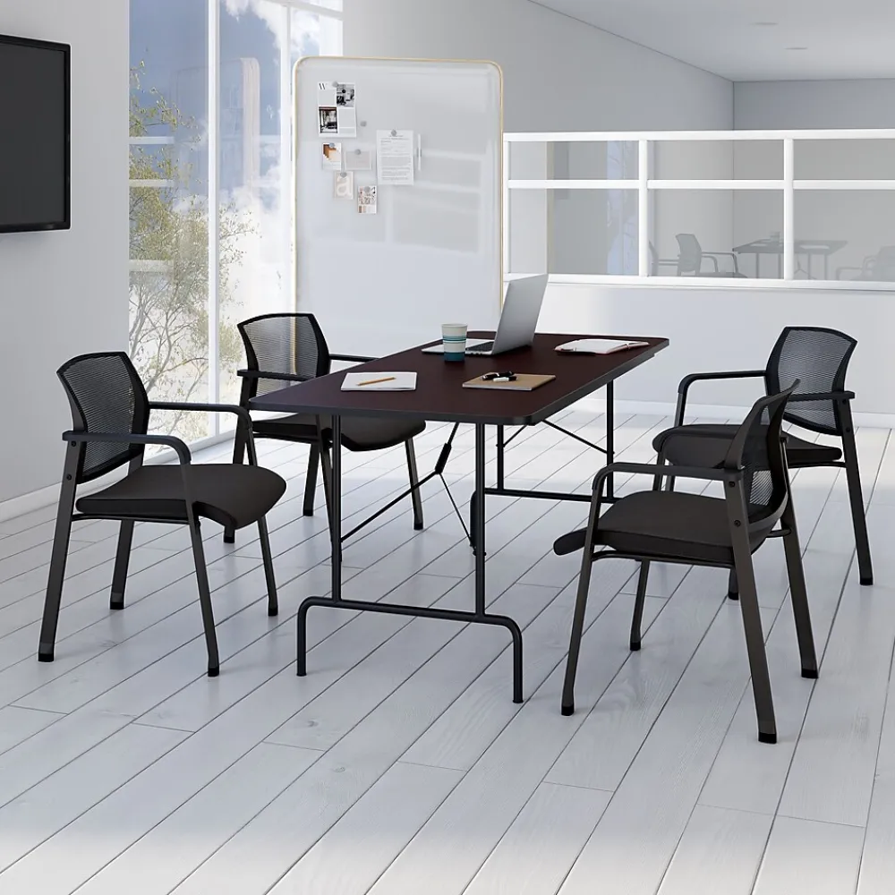 Folding Tables*Staples 6' x 30" Wooden Heavy Duty Folding Table, Walnut (58366)