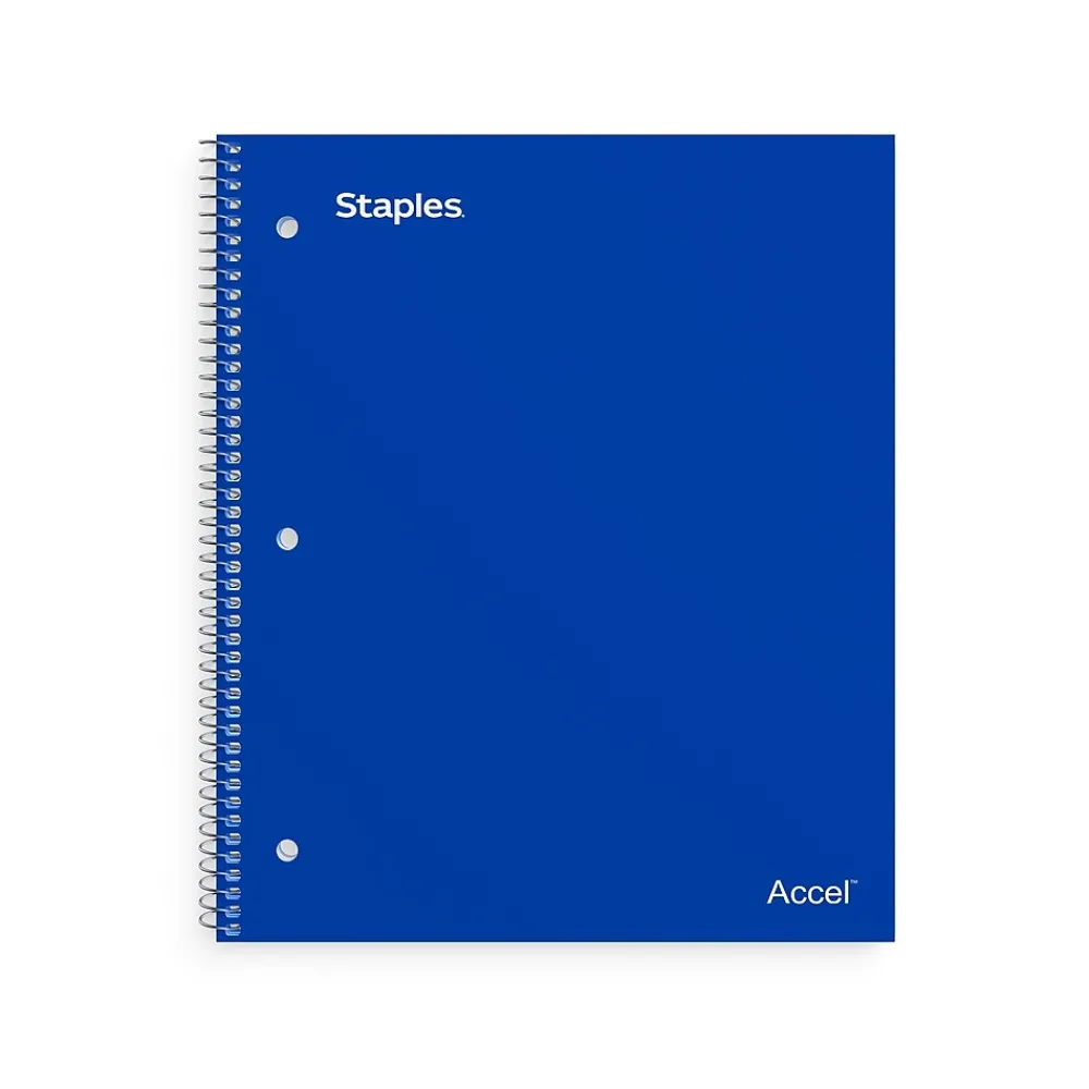 Subject Notebooks|Staples ® Accel 5-Subject Notebook, 8.5" x 11", College Ruled, 200 Sheets, Colors (ST15761D) Assorted