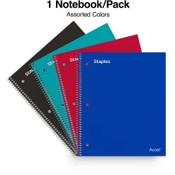 Subject Notebooks|Staples Accel 1-Subject Notebooks, 8.5" x 11", Graph Ruled, 100 Sheets (ST25855D)