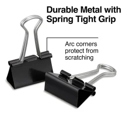 Clips & Fasteners|Staples Assorted Binder Clips, 1" Capacity, Black, 60 Clips/Pack (ST15339-CC)