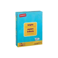 Multipurpose Paper*Staples Brights Multipurpose Paper, 24 lbs., 8.5" x 11", , 500/Ream (20101) Blue