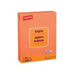 Multipurpose Paper*Staples Brights Multipurpose Paper, 24 lbs., 8.5" x 11", , 500/Ream (20108) Orange
