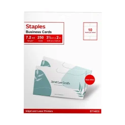 Business Cards*Staples Business Cards, 3.5"W x 2"L, White 250/Pack (14633-CC)