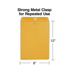 Hot Staples Clasp Close Kraft Catalog Envelopes, 9"L x 12"H, Brown, 250/Box (487493/17242)