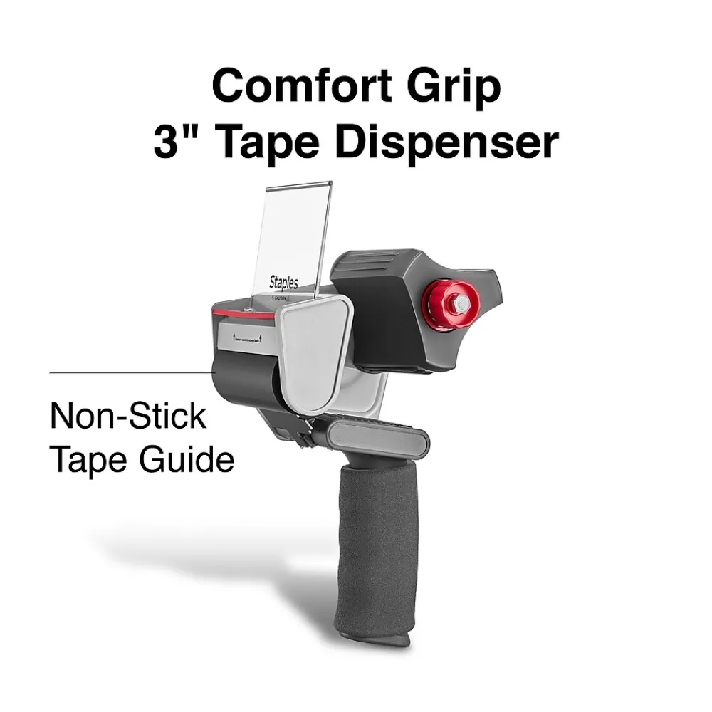 Hot Staples Comfort Grip 3" Packing Tape Dispenser, Gray (ST56467)